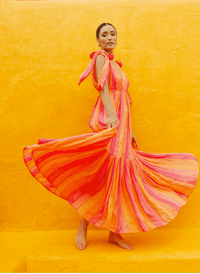 Sundress - Fanya Long Dress in Marbella Mix Neon - OutDazl