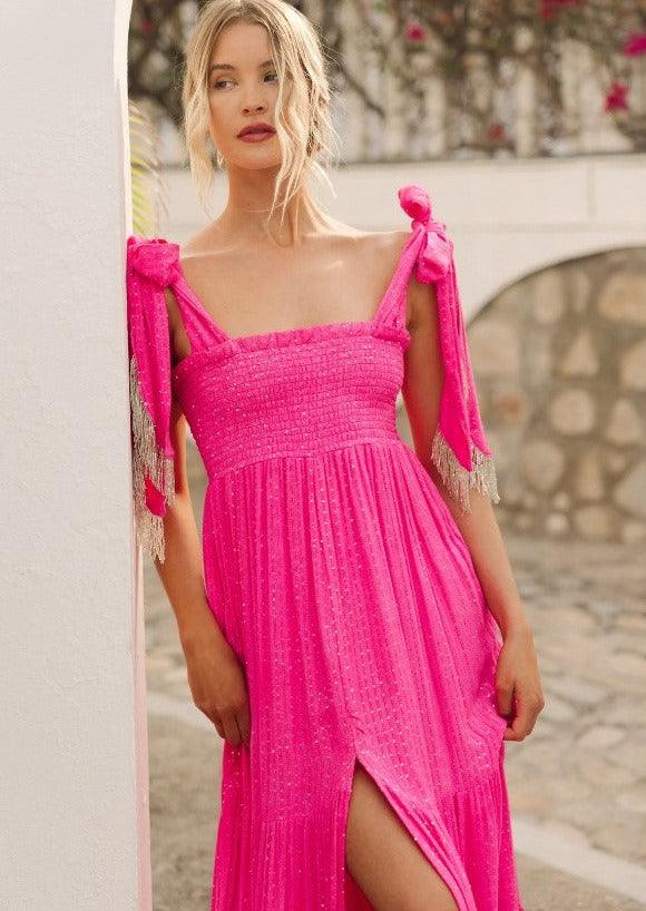 Sundress - Jade Dress in Saint Barth Neon Pink - OutDazl