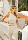 Sundress - Jane Crochet Sequin Pant in Off White - OutDazl
