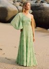 Sundress - Joanna One Shoulder Dress in Aquamarine - OutDazl