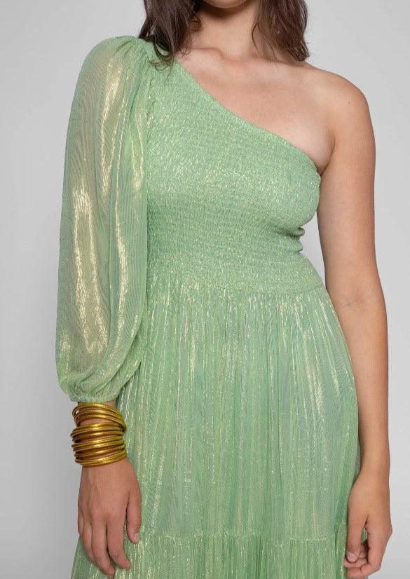 Sundress - Joanna One Shoulder Dress in Aquamarine - OutDazl