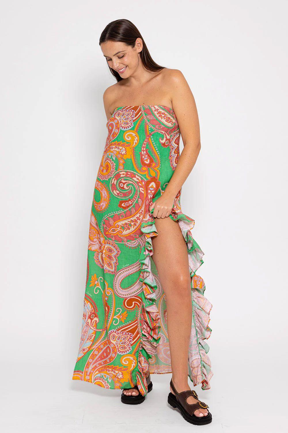 Linen Maxi Bandeau Dress Francette OutDazl Linen Maxi Bandeau Dress Francette OutDazl