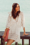 Sundress - LUPITA Shirt Dress EYELET WHITE - OutDazl