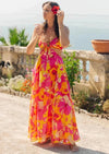 Sundress - Magda Cut Out Maxi Dress in Flowers Print - OutDazl