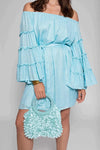 Sundress - Marley Crochet Sequin Bag in Aqua - OutDazl