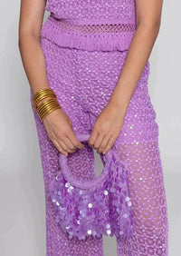 Sundress - Marley Crochet Sequin Bag in Lavender - OutDazl