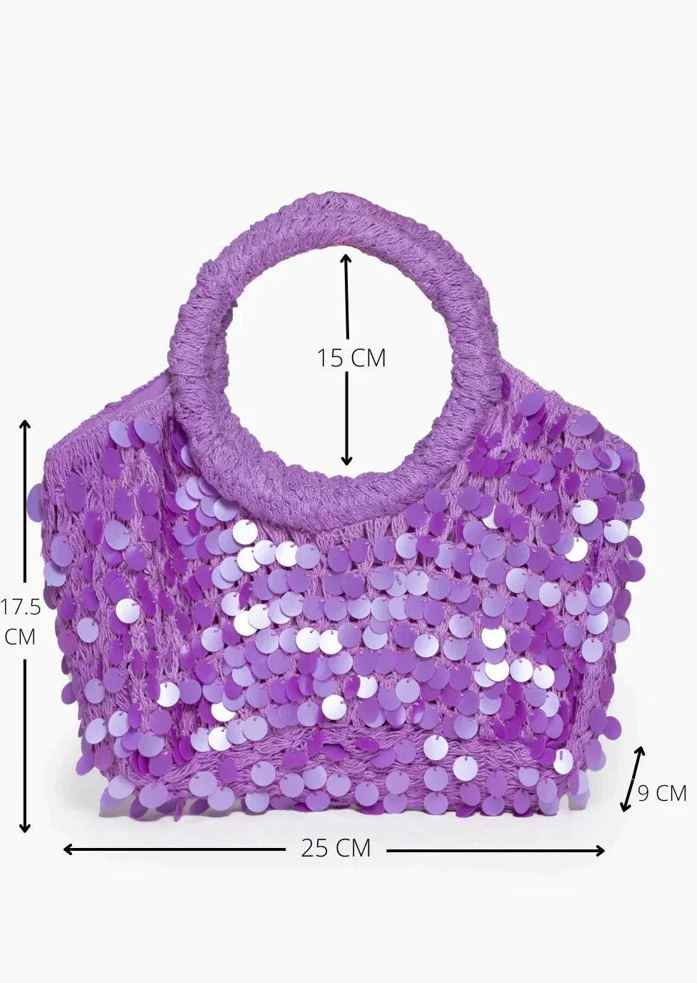 Sundress - Marley Crochet Sequin Bag in Lavender - OutDazl