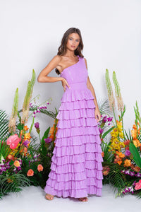 Sundress - One Shoulder Maxi Dress Guadalupe in Lavender - OutDazl
