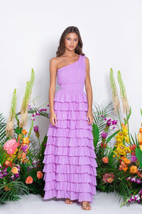 Sundress - One Shoulder Maxi Dress Guadalupe in Lavender - OutDazl