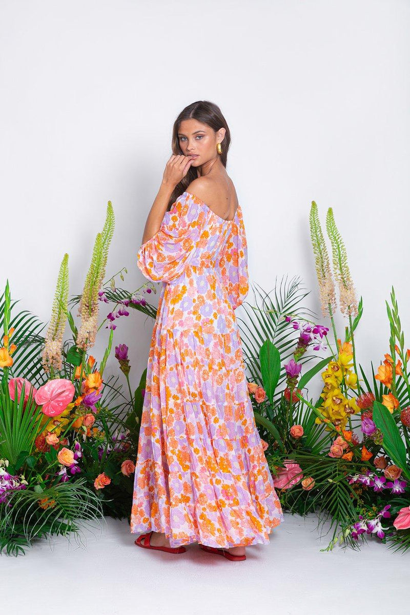 Sundress - Salome Floral Off Shoulder Maxi Dress - OutDazl
