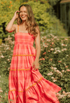 Sundress - Vanina Maxi Dress in Neon Coral Gingham - OutDazl