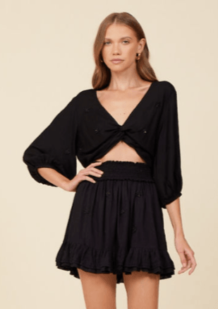 Surf Gypsy - Black Beaded Star Top - OutDazl