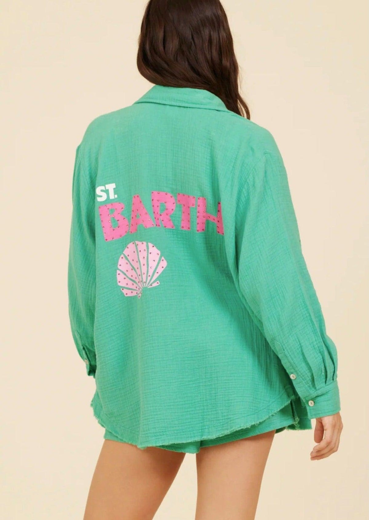 Surf Gypsy - Green Gauze Shirt St Barth - OutDazl