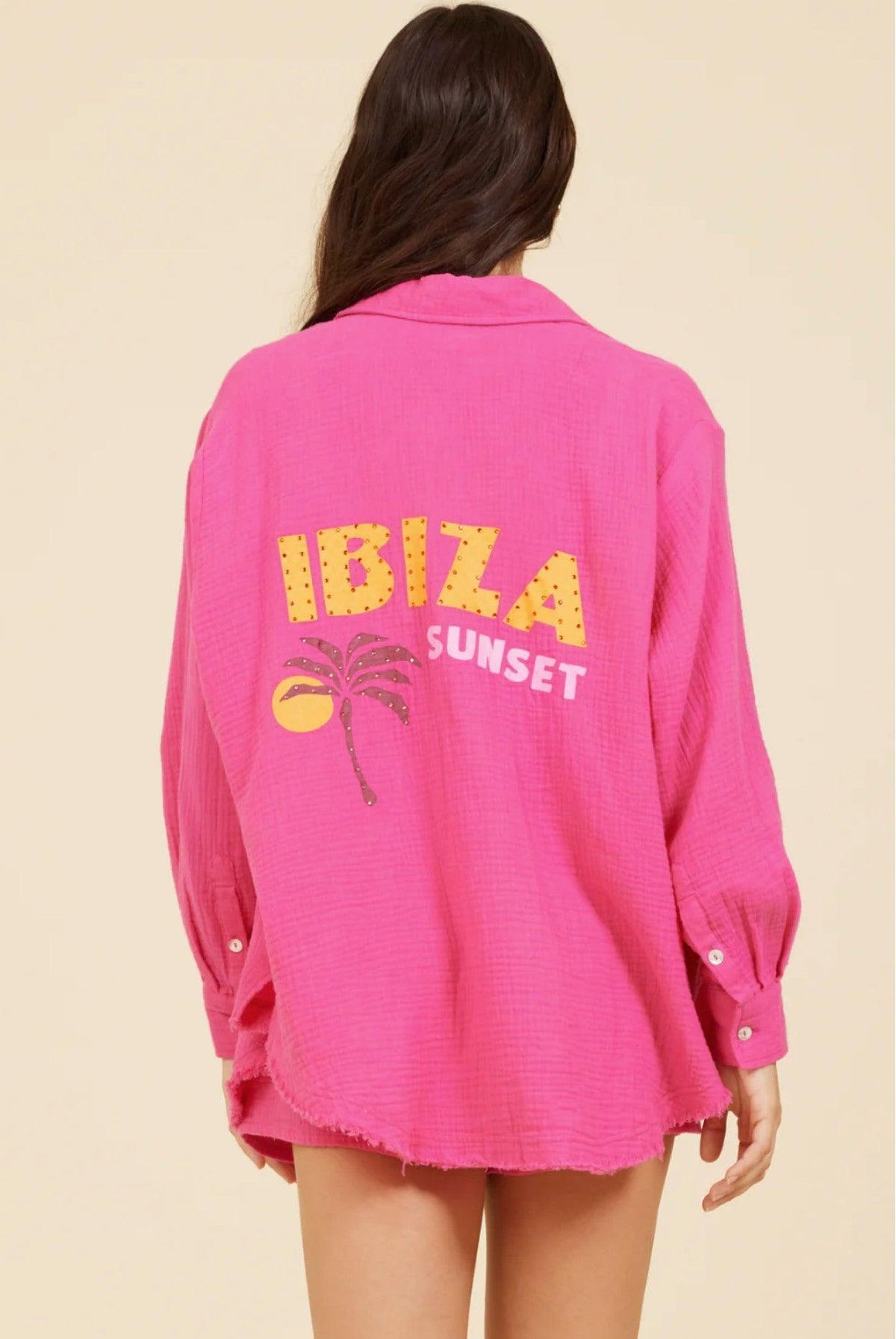 Surf Gypsy - Hot Pink Gauze Shirt Ibiza - OutDazl