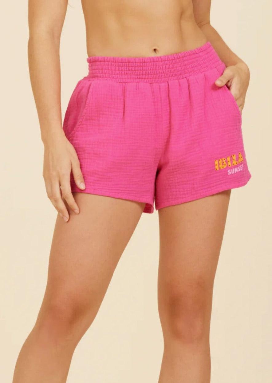 Surf Gypsy - Hot Pink Gauze Shorts Ibiza - OutDazl