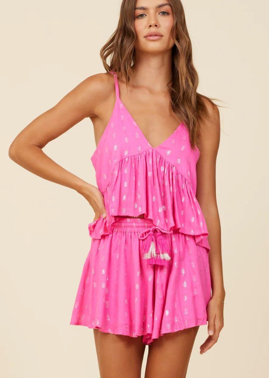 Surf Gypsy - Hot Pink Lurex Shorts - OutDazl