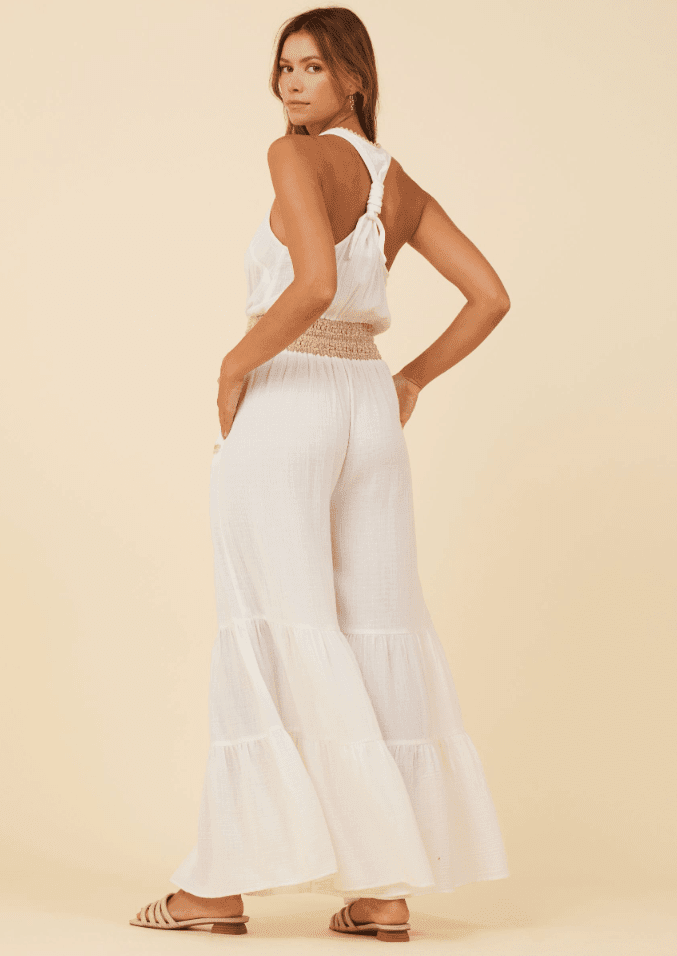 White gauze best sale jumpsuit