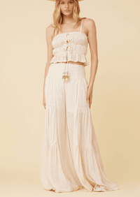 Surf Gypsy - Ivory Lightweight Texture Wide Leg Pant - OutDazl