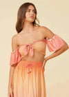 Surf Gypsy - Sunset Ombre Dip Dye Satin Front Tie Top - OutDazl