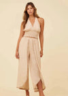 Surf Gypsy - Tan With Gold Lurex Halter Neck Tank - OutDazl