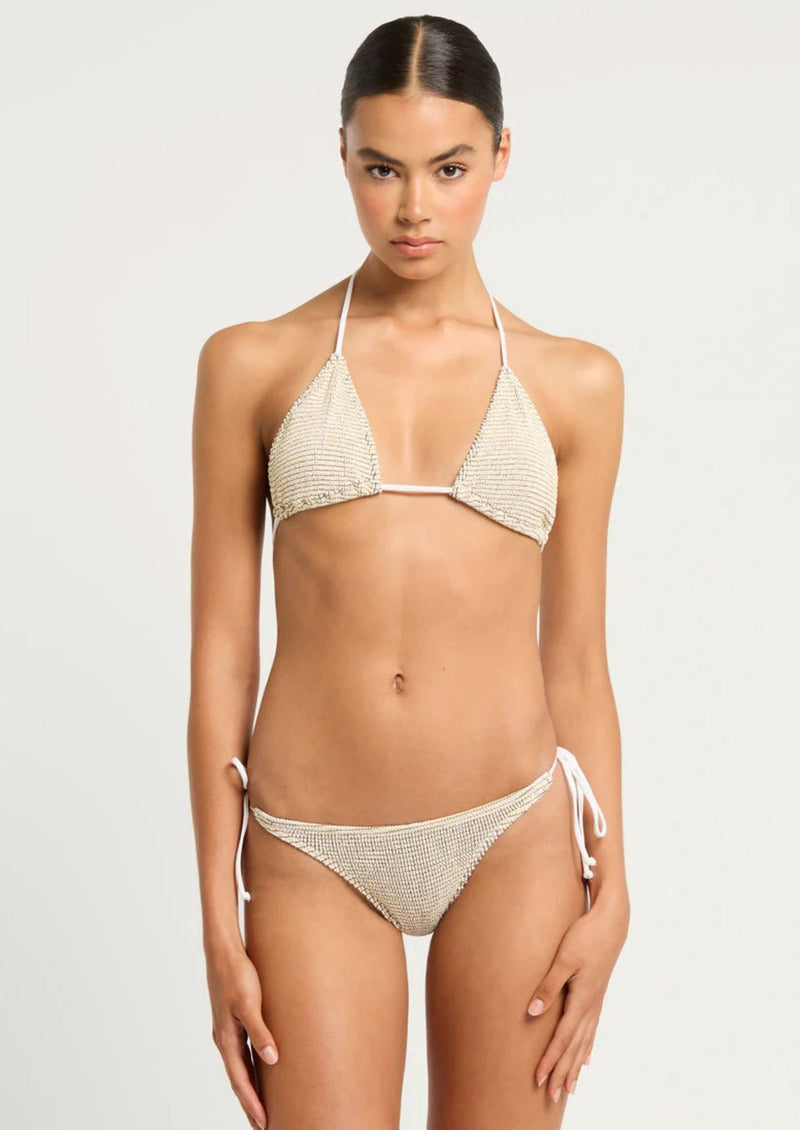 Ingrid Triangle Bikini Top in White Lurex