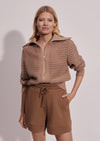 Varley - Eloise Zip-Through Knit in Warm Taupe - OutDazl