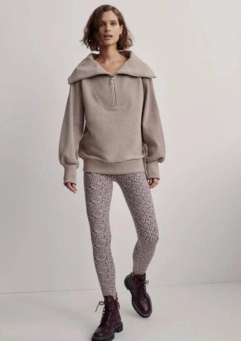 Varley - Vine Half Zip Sweater in Taupe Marl - OutDazl