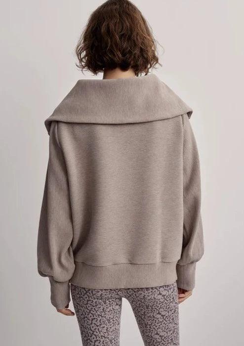 Varley - Vine Half Zip Sweater in Taupe Marl - OutDazl