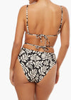 We Wore What - Black beaded Cooper Triangle Bikini Top in Safari Leaves - OutDazl