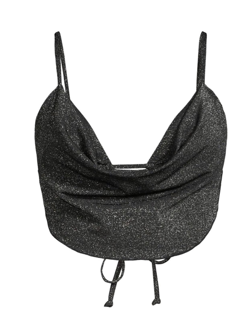 We Wore What - Black Cowl neck Bikini Top - OutDazl