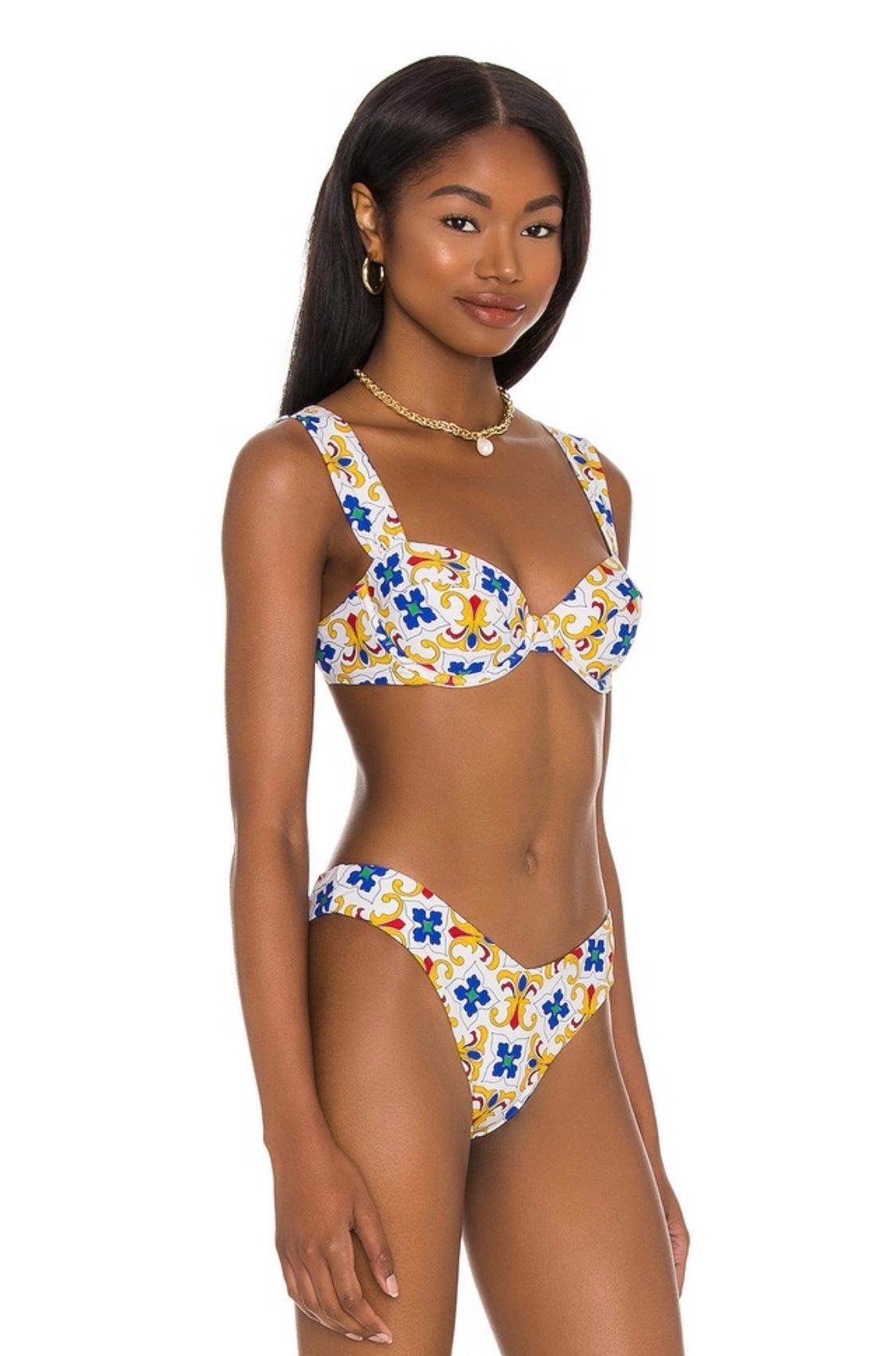 We Wore What - Claudia Bikini Top in Tile - OutDazl