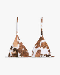 We Wore What - Cooper Triangle Bikini Top in Cow Hide - OutDazl