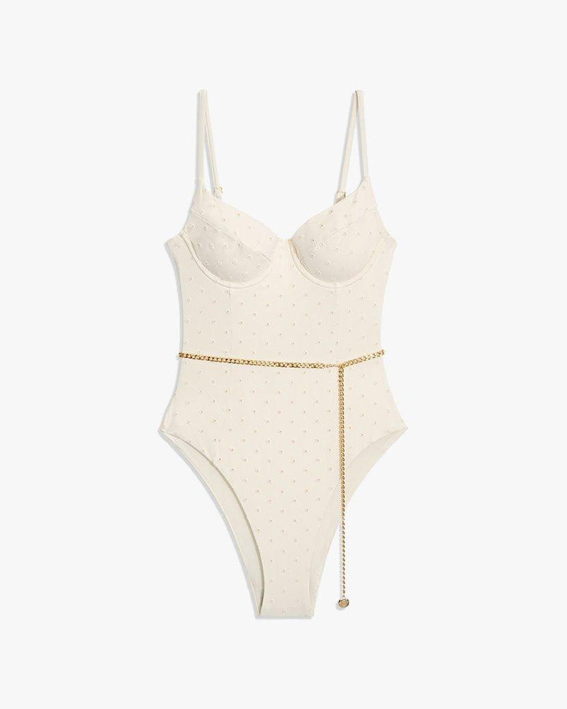 We Wore What - Danielle One Piece in Pearl - OutDazl