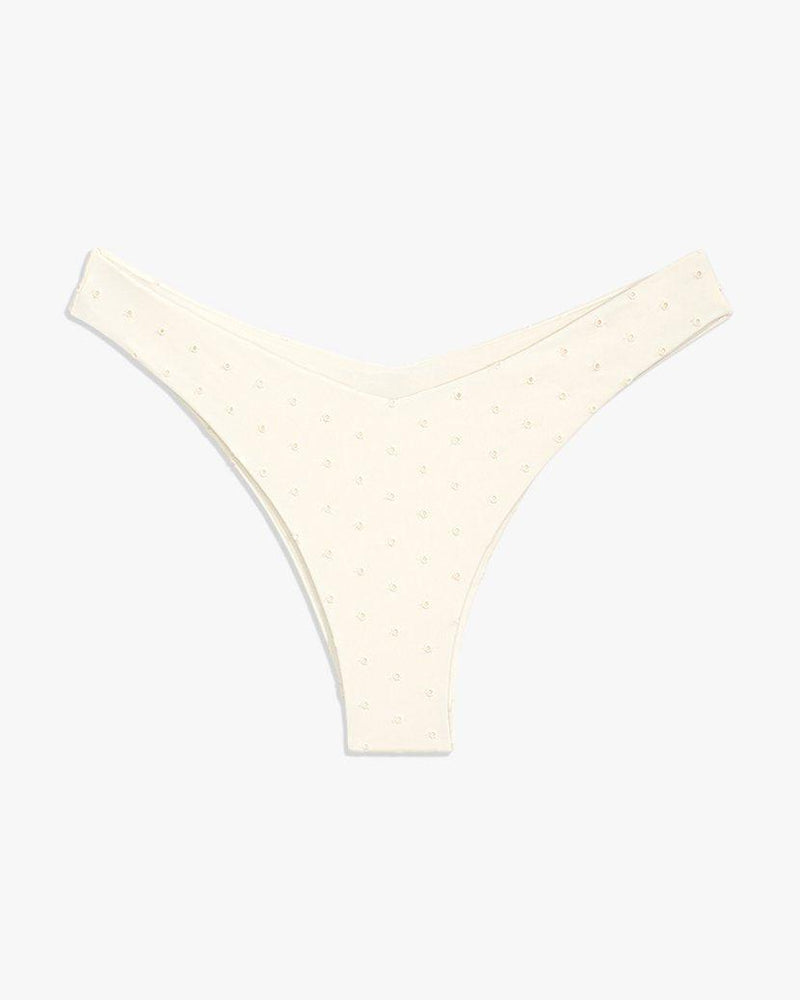 We Wore What - Delilah Bikini Bottom in Eyelet Pearl - OutDazl