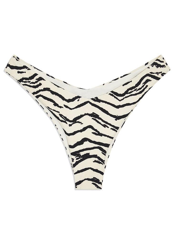 We Wore What - Delilah Bikini Bottom in White Tiger Print - OutDazl