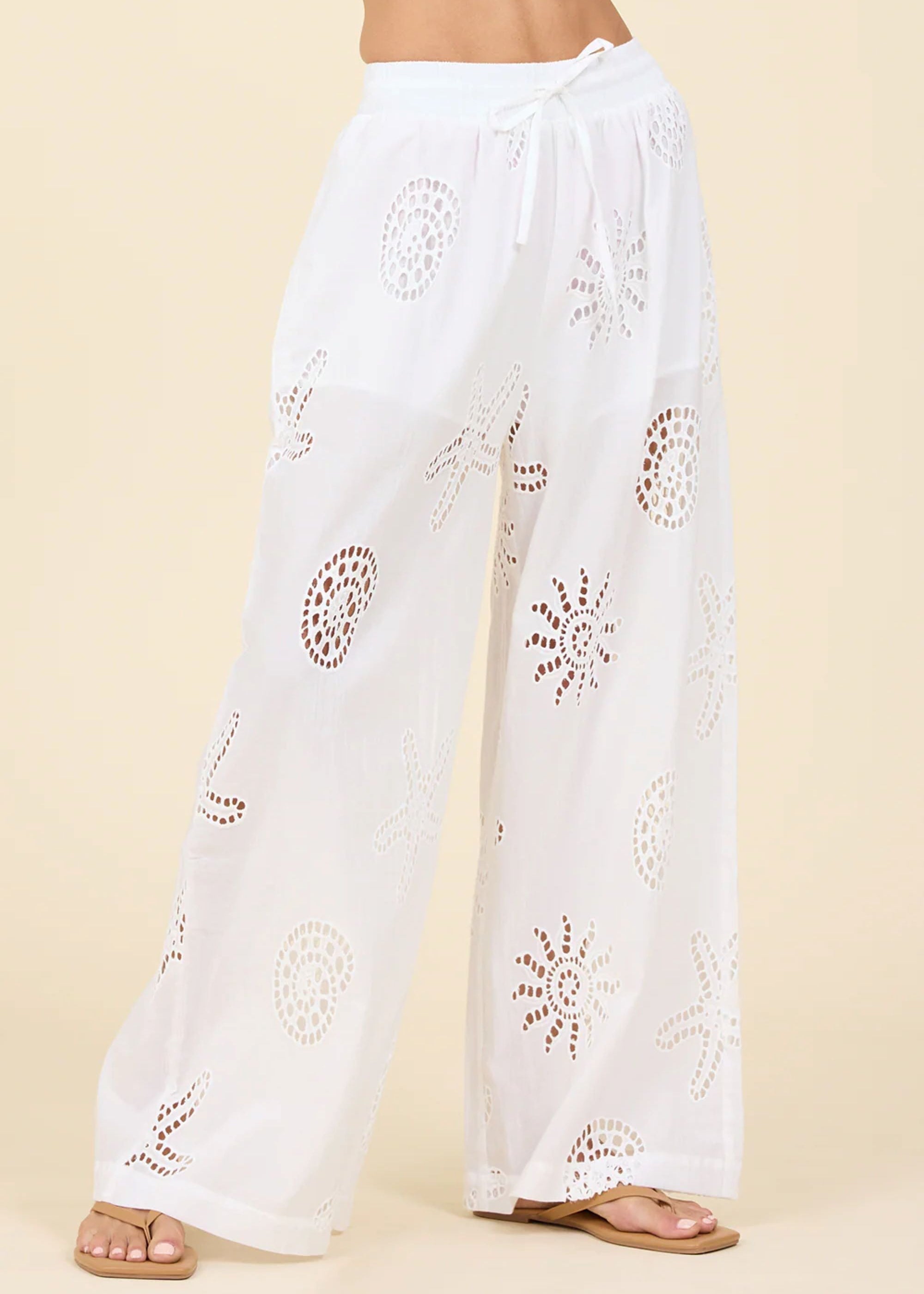 Ocean Eyelet Wide Leg Pant