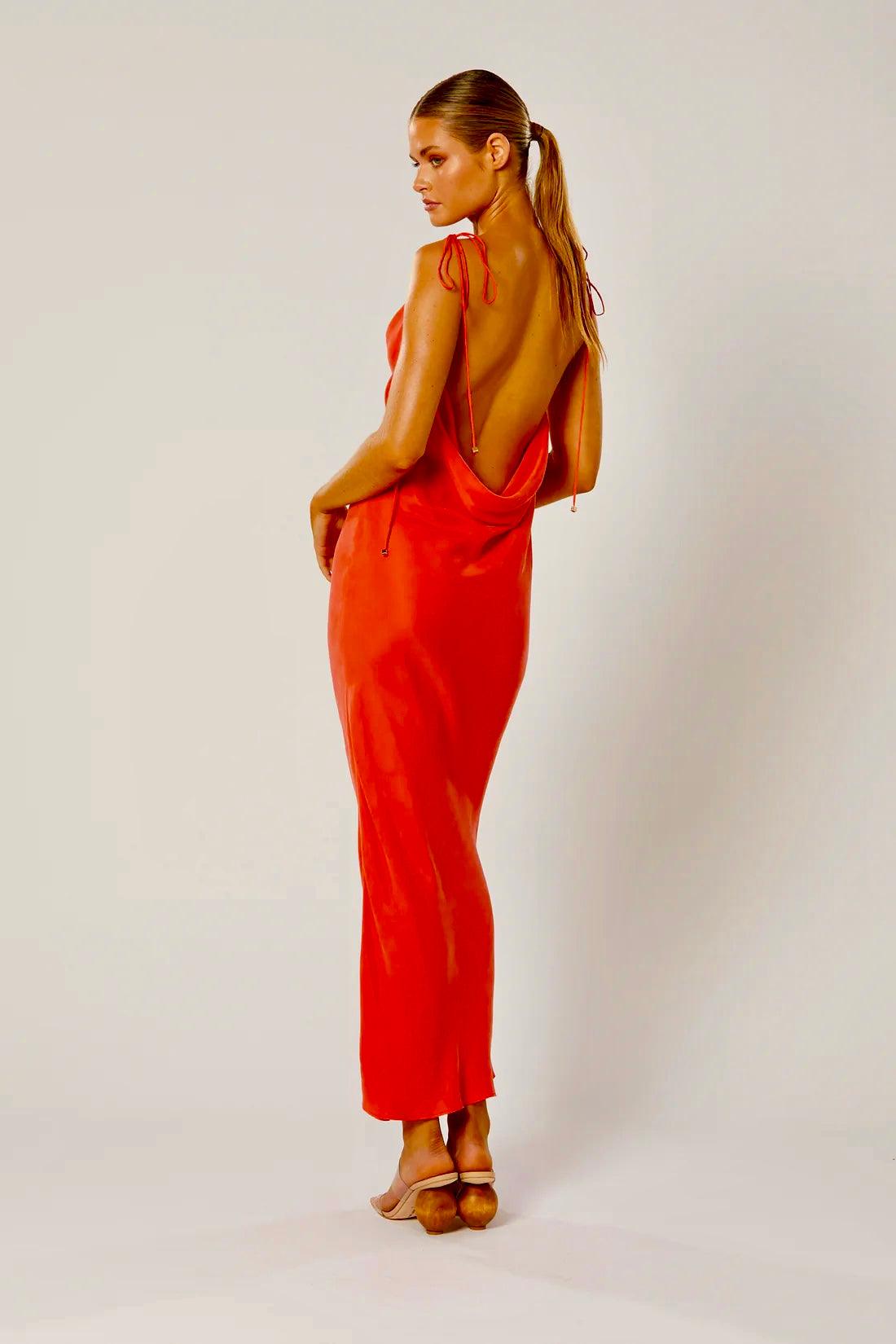Winona - Marcella Cowl Dress in Scarlet - OutDazl