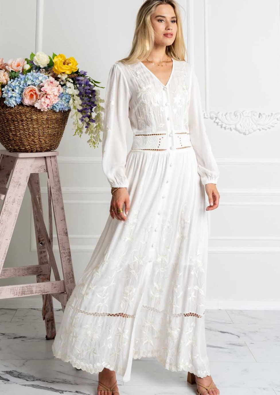 Zaimara - Goddess Maxi Dress in Ivory - OutDazl