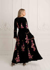 Zaimara - Maxi Black Embroidered Dress Blossom - OutDazl