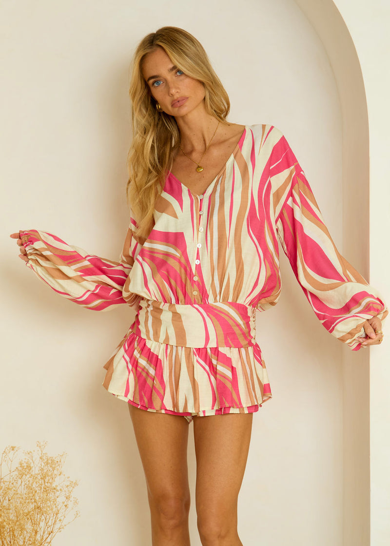 Wave Print Playsuit Zoe